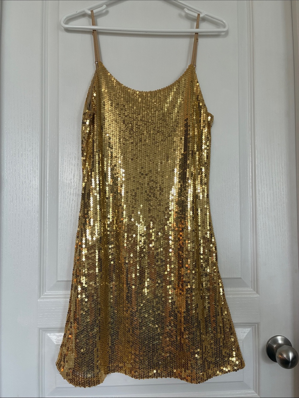 Wet Seal Gold Sequin Spaghetti-Strap Dress